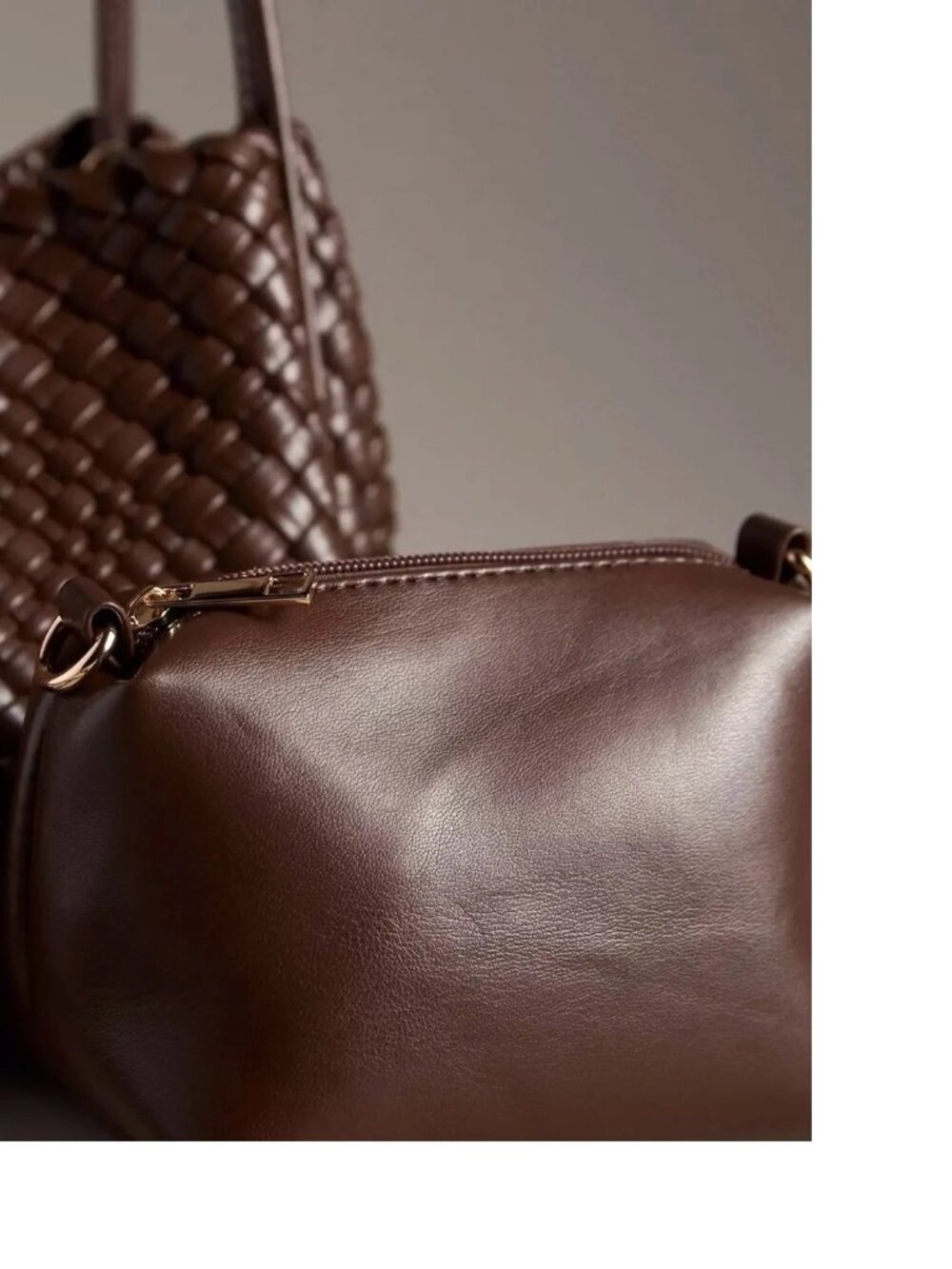 Anthropologie Hollace Tote: Woven Mini Edition chocolate color new - Picture 3 of 5